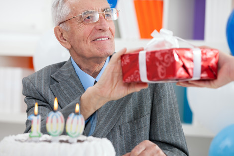senior man celebrating birthday